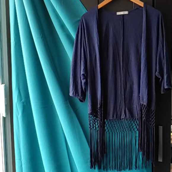 Olivia Moon Crochet Fringe Cardigan - Picture 1 of 4